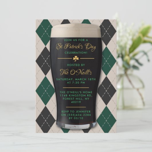 Irish Guinness Pint St. Patrick's Day Party Kaart (Staand voorkant)