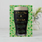 Irish Guinness Pint St. Patrick's Day Party Real Folie Uitnodiging (Staand Voorkant)