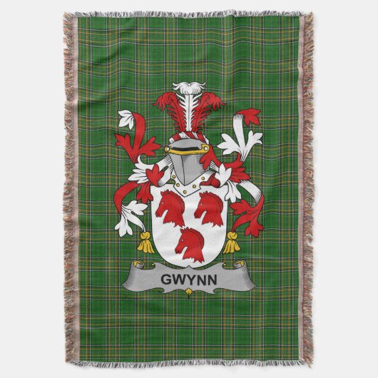 Irish Gwynn Coat of Arms Family Crest Ireland Deken (Voorkant Verticaal)