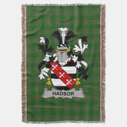 Irish Hadsor Coat of Arms Family Crest Ireland Deken (Voorkant Verticaal)