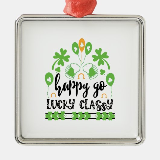 Irish Happy Go Lucky Classy Metalen Ornament (Voorkant)