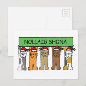 Irish Happy Kerstmis Cartoon Cats Feestdagenkaart (Voorkant / Achterkant)