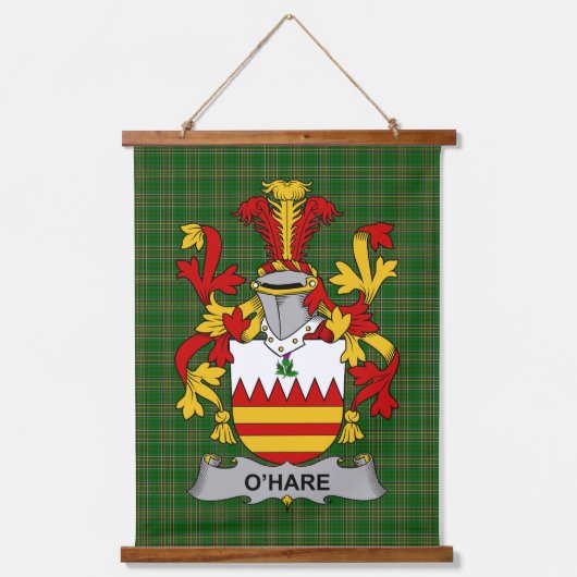 Irish Hare or O_Hare Coat of Arms Family Crest Hangend Wandkleed (Voorkant)