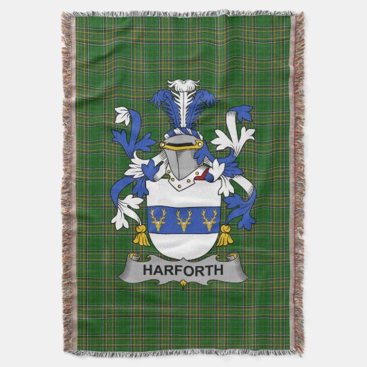 Irish Harforth Wapen van de familie Crest Ierland Deken (Voorkant Verticaal)