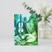 Irish Harp and St.Patrick's Day Cat Making Music Briefkaart (Staand voorkant)