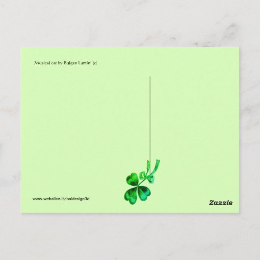 Irish Harp and St.Patrick's Day Cat Making Music Briefkaart (Achterkant)