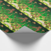 IRISH HARP, GREEN GOLD SHAMROCKS St Patrick's Day Cadeaupapier (Hoek)