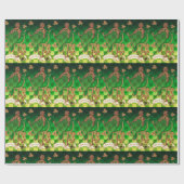 IRISH HARP, GREEN GOLD SHAMROCKS St Patrick's Day Cadeaupapier (Vlak)