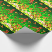 IRISH HARP, GREEN GOLD SHAMROCKS St Patrick's Day Cadeaupapier (Hoek)