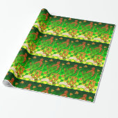 IRISH HARP, GREEN GOLD SHAMROCKS St Patrick's Day Cadeaupapier (Uitgerold)