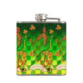 IRISH HARP, GREEN GOLD SHAMROCKS St Patrick's Day Heupfles (Achterkant)