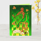 IRISH HARP, GREEN GOLD SHAMROCKS St Patrick's Day Kaart (Gele Bloem)