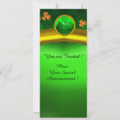 IRISH HARP, GREEN GOLD SHAMROCKS St Patrick's Day Kaart (Achterkant)