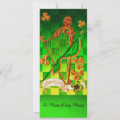 IRISH HARP, GREEN GOLD SHAMROCKS St Patrick's Day Kaart (Voorkant)