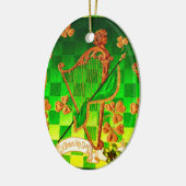 IRISH HARP, GREEN GOLD SHAMROCKS St Patrick's Day Keramisch Ornament (Links)