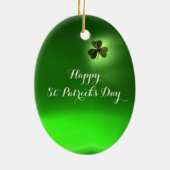 IRISH HARP, GREEN GOLD SHAMROCKS St Patrick's Day Keramisch Ornament (Achterkant)