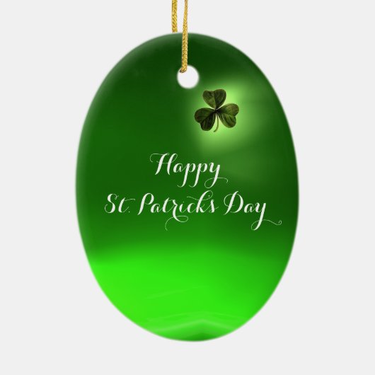 IRISH HARP, GREEN GOLD SHAMROCKS St Patrick's Day Keramisch Ornament (Achterkant)
