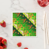 IRISH HARP, GREEN GOLD SHAMROCKS St Patrick's Day Servet (Insitu)