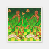 IRISH HARP, GREEN GOLD SHAMROCKS St Patrick's Day Servetten (Voorkant)