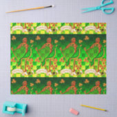 IRISH HARP, GREEN GOLD SHAMROCKS St Patrick's Day Tissuepapier (Craft)