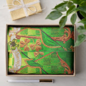 IRISH HARP, GREEN GOLD SHAMROCKS St Patrick's Day Tissuepapier (Geschenk)