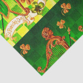 IRISH HARP, GREEN GOLD SHAMROCKS St Patrick's Day Tissuepapier (Detail)