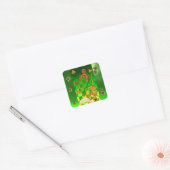 IRISH HARP, GREEN GOLD SHAMROCKS St Patrick's Day Vierkante Sticker (Envelop)