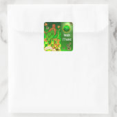 IRISH HARP, GREEN GOLD SHAMROCKS St Patrick's Day Vierkante Sticker (Tas)