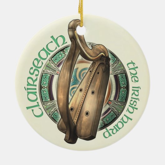 Irish Harp Pendant/Ornament Keramisch Ornament (Achterkant)
