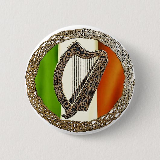 Irish Harp Ronde Button 5,7 Cm (Voorkant)