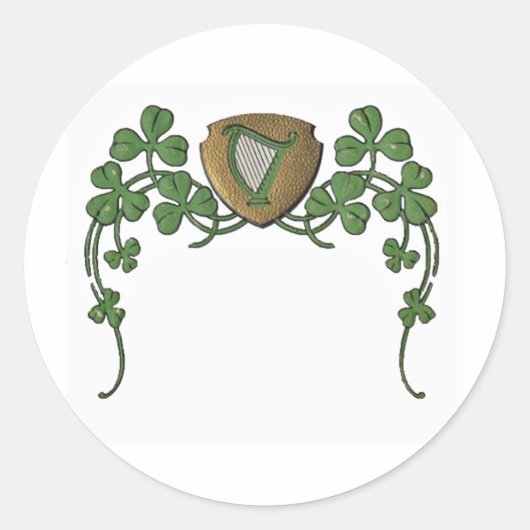 Irish Harp Ronde Sticker (Voorkant)