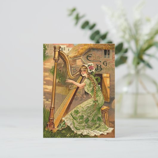 Irish Harp St. Patrick's Day Briefkaarten (Staand voorkant)