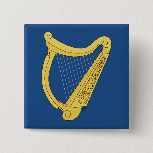 Irish Harp Vierkante Button 5,1 Cm (Voorkant)