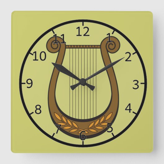 Irish Harp Vierkante Klok (Voorkant)