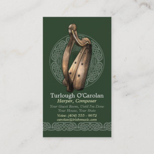 Irish Harp Visitekaartjes, Style 2, verticaal Visitekaartje