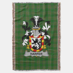 Irish Harper Coat of Arms Family Crest Ireland Deken
