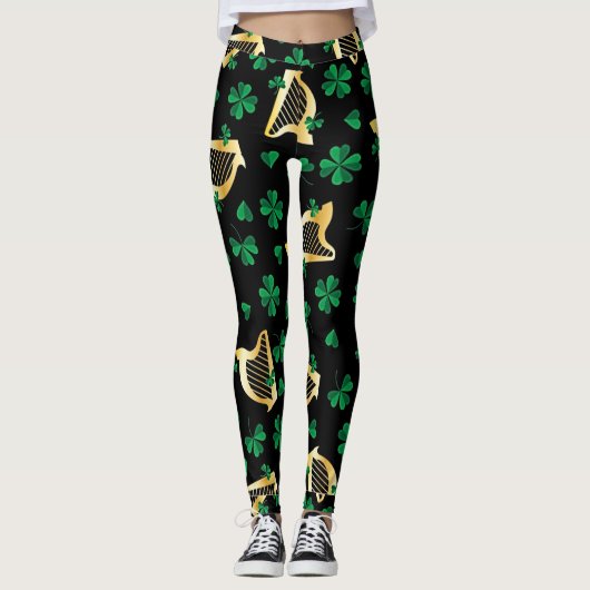 Irish Harps + Shamrocks Leggings (Voorkant)