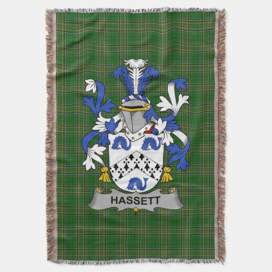 Irish Hassett of Hasset Wapen van het gezin Crest Deken (Voorkant Verticaal)
