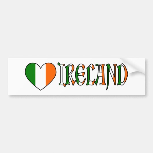 Irish Heart Flag & Word Ierland Bumpersticker (Voorkant)
