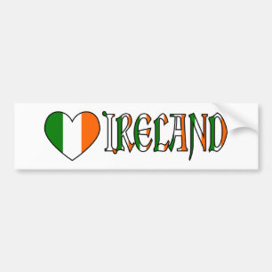 Irish Heart Flag & Word Ireland Bumpersticker