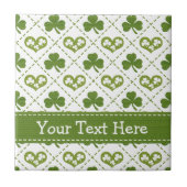 Irish Hearts Shamrock Ceramic Tile Trivet Tegeltje (Voorkant)