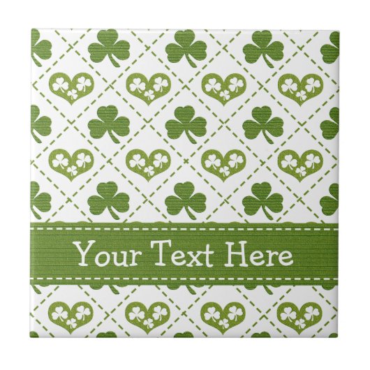 Irish Hearts Shamrock Ceramic Tile Trivet Tegeltje (Voorkant)