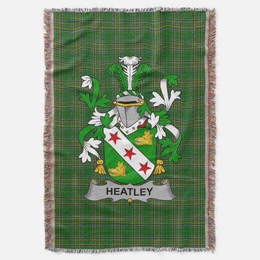 Irish Heatley Coat of Arms Family Crest Ireland Deken (Voorkant Verticaal)