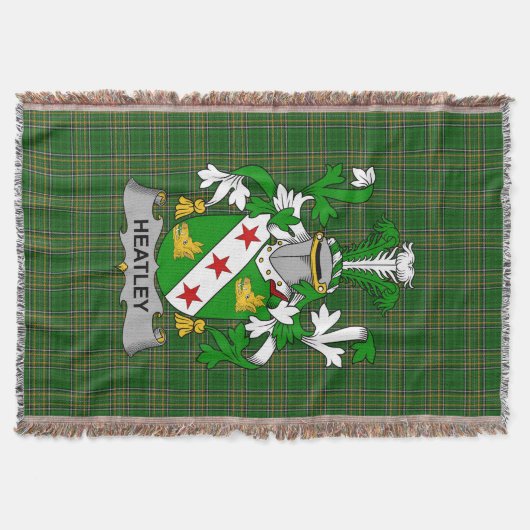 Irish Heatley Coat of Arms Family Crest Ireland Deken (Voorkant)