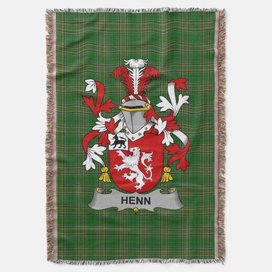 Irish Henn Coat of Arms Family Crest Ireland Deken (Voorkant Verticaal)