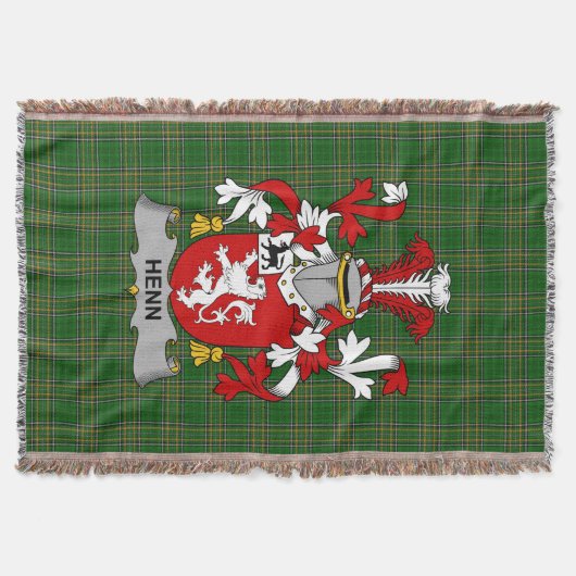 Irish Henn Coat of Arms Family Crest Ireland Deken (Voorkant)