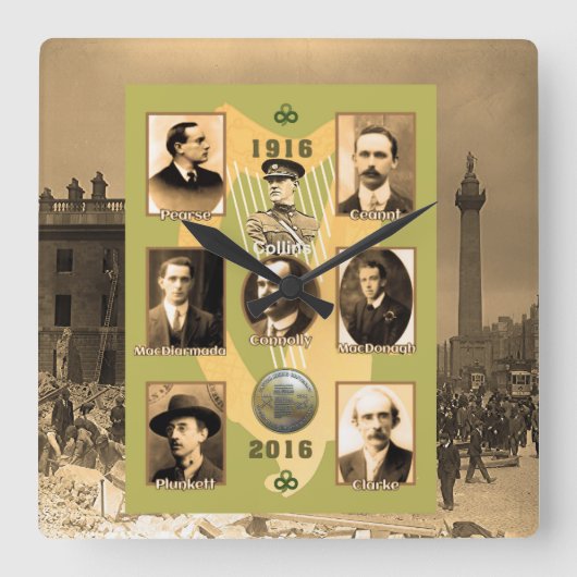 Irish Heroes image for Square-Wall-Clock Vierkante Klok (Voorkant)