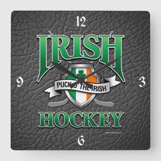 Irish Hockey Vierkante Klok (Voorkant)