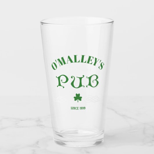 Irish Home Pub Shamrock Add Name Glas (Voorkant)
