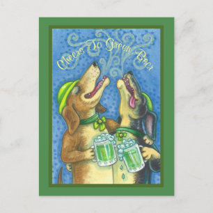IRISH HOUND DOGS, ST. PATRICK'S DAG BEER BRIEFKAAR BRIEFKAART